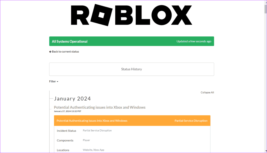 Check-Roblox-Server-Status أفضل 8 طرق لإصلاح رمز خطأ Roblox 901 في Windows 11