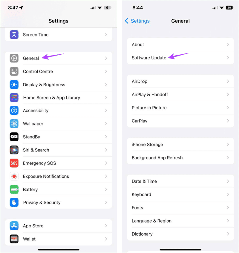Check-for-iPhone-Software-Update-22 9 طرق لإزالة علامة التعجب في تطبيق Messages على iPhone