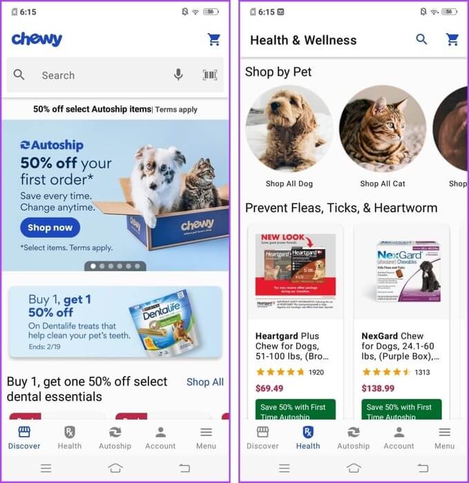 Chewy-Best-pet-care-app-994x1024-1 أفضل 7 تطبيقات رعاية الحيوانات الأليفة لعام 2024 [مجانية ومدفوعة]