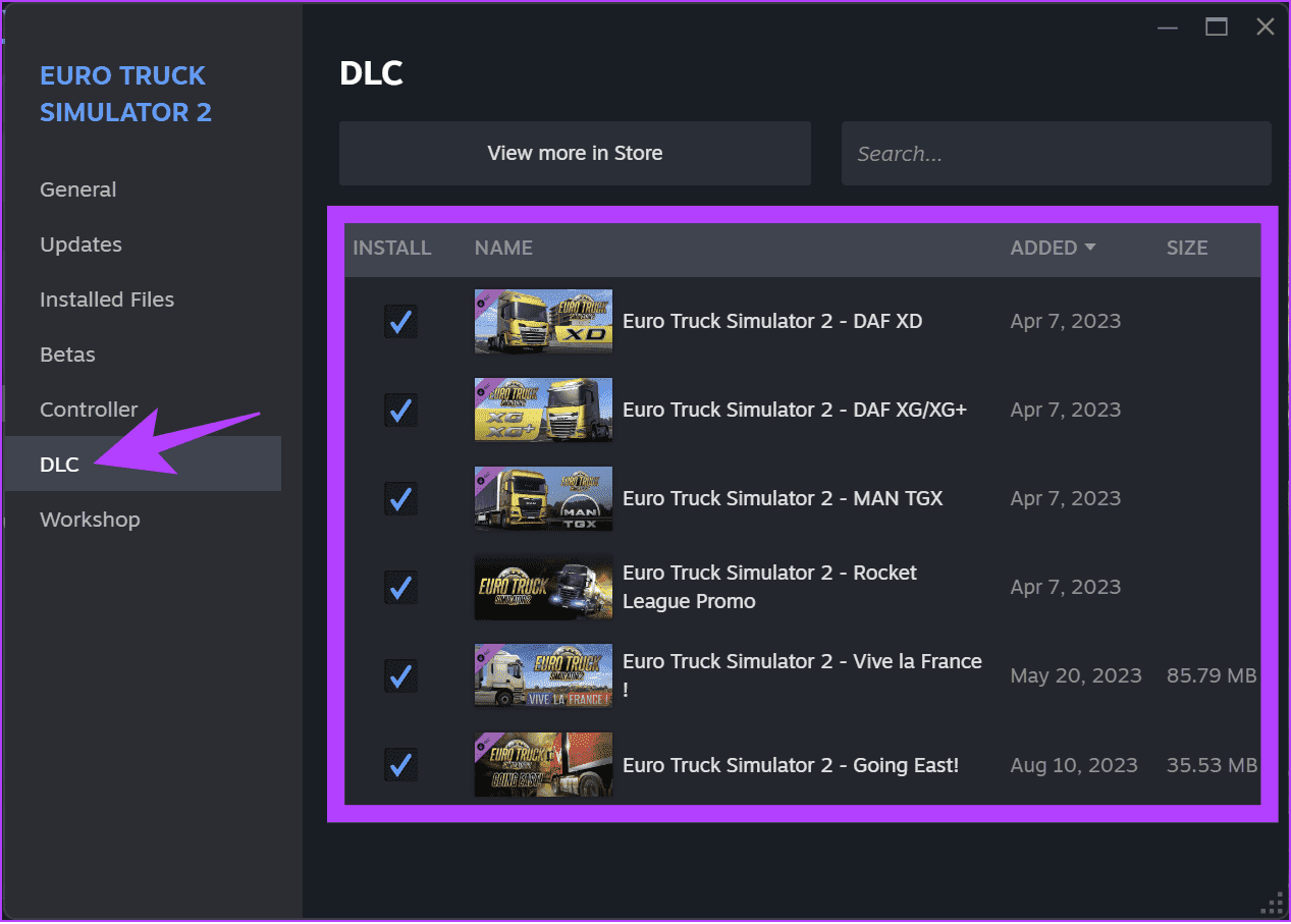 Choose-DLC-and-then-check-uncheck-the-DLCs كيفية تثبيت وإدارة المحتوى القابل للتنزيل (DLC) على Steam