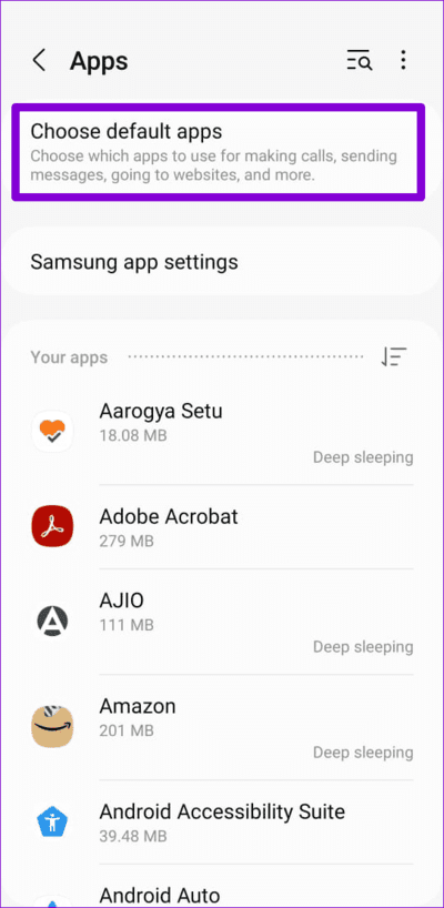 Choose-Default-Apps-on-Android-2 أفضل 7 إصلاحات لعدم فتح الروابط في Facebook Messenger على Android وiPhone