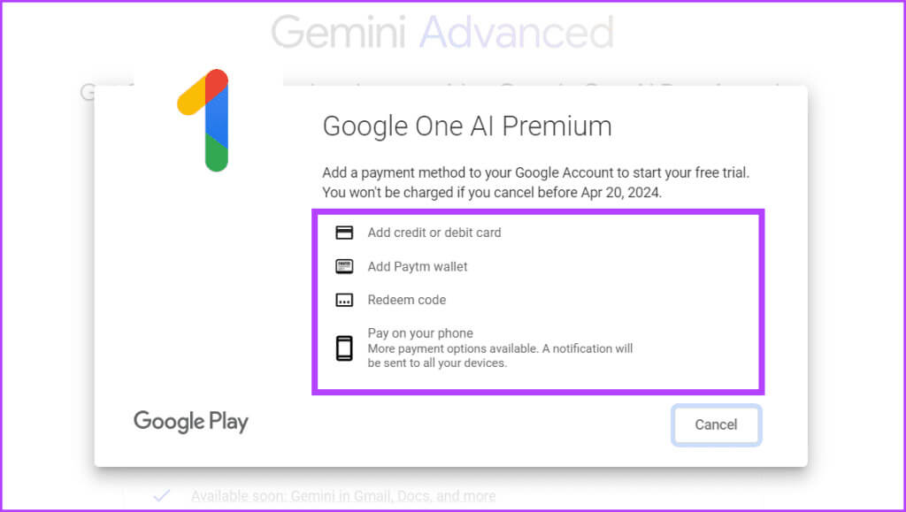 Choose-a-payment-method-and-complete-the-purchase-1024x579-1 كيفية الحصول على Gemini Advanced (مجاني ومدفوع)