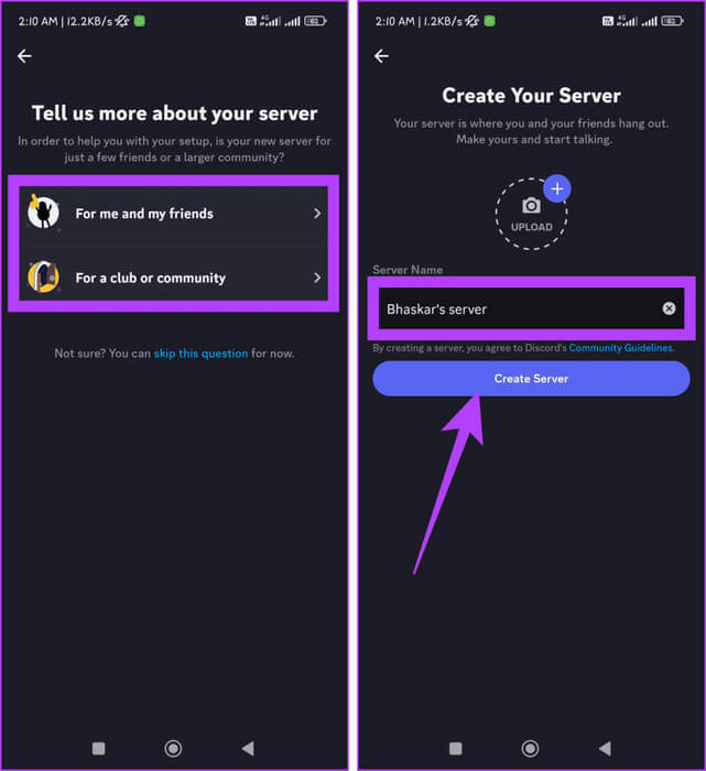 Choose-between-server-type-rename-the-server-and-tap-Create-Server-937x1024-1 كيفية إخفاء الخوادم المشتركة في Discord على سطح المكتب والهاتف المحمول