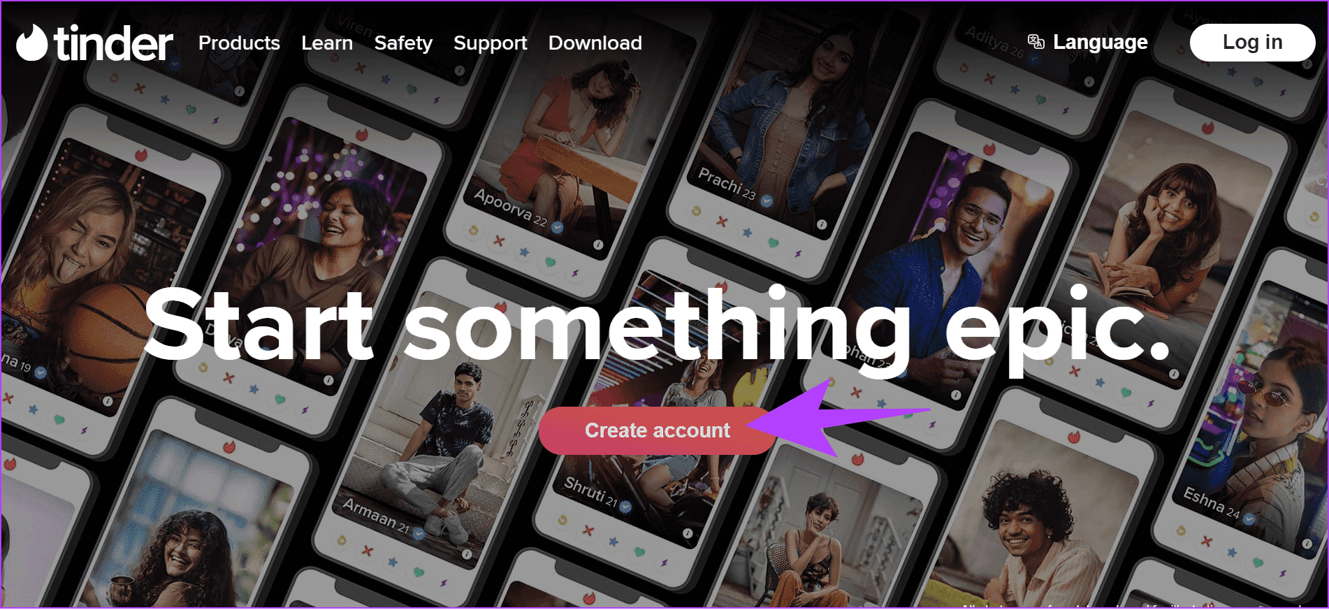 Choose-create-account كيفية العودة إلى Tinder بعد الحظر