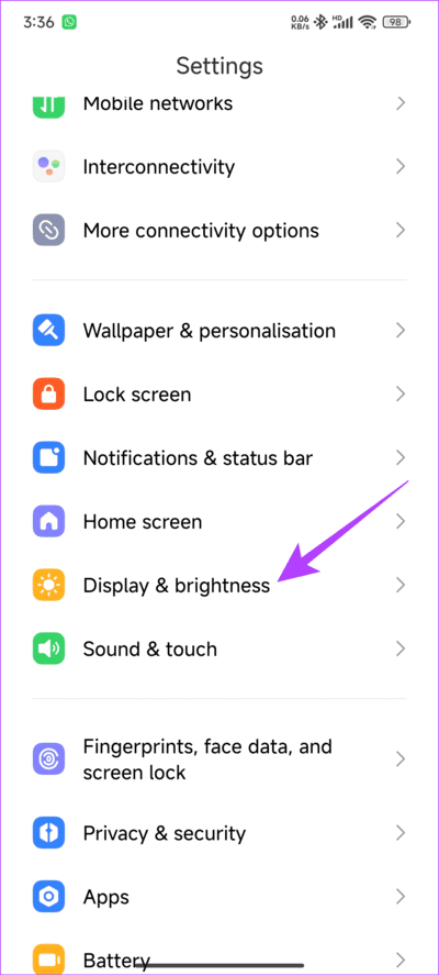 Choose-display-and-brightness كيفية الحصول على الوضع المظلم في Google Sheets (الكمبيوتر الشخصي والجوال)