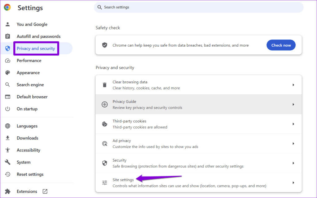 Chrome-Site-Settings-1-1024x642-1 أهم 6 إصلاحات لعدم تحميل تقويم Google في Chrome