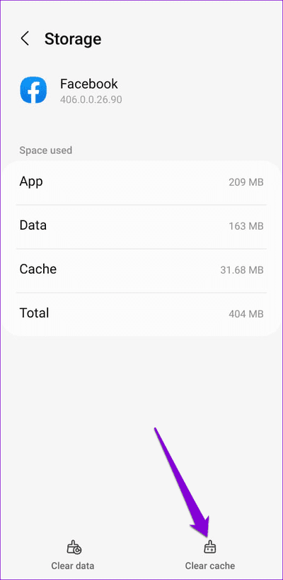 Clear-Facebook-App-Cache أفضل 9 إصلاحات لعدم القدرة على التعليق على منشورات Facebook