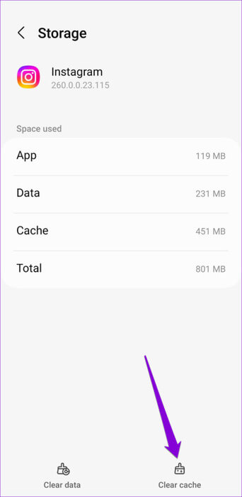 Clear-Instagram-App-Cache-3-500x1024-1 أفضل 6 إصلاحات لعدم ظهور جهات اتصال الهاتف في Instagram