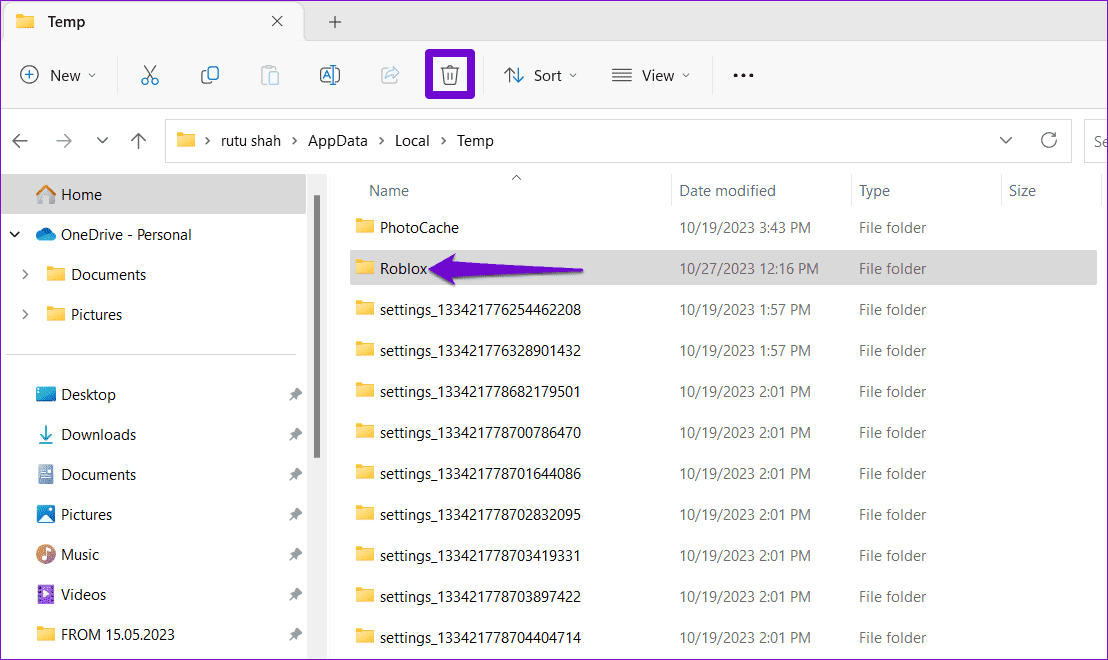 Clear-Roblox-Cache-on-Windows أفضل 7 إصلاحات لمشكلة الشاشة السوداء في Roblox