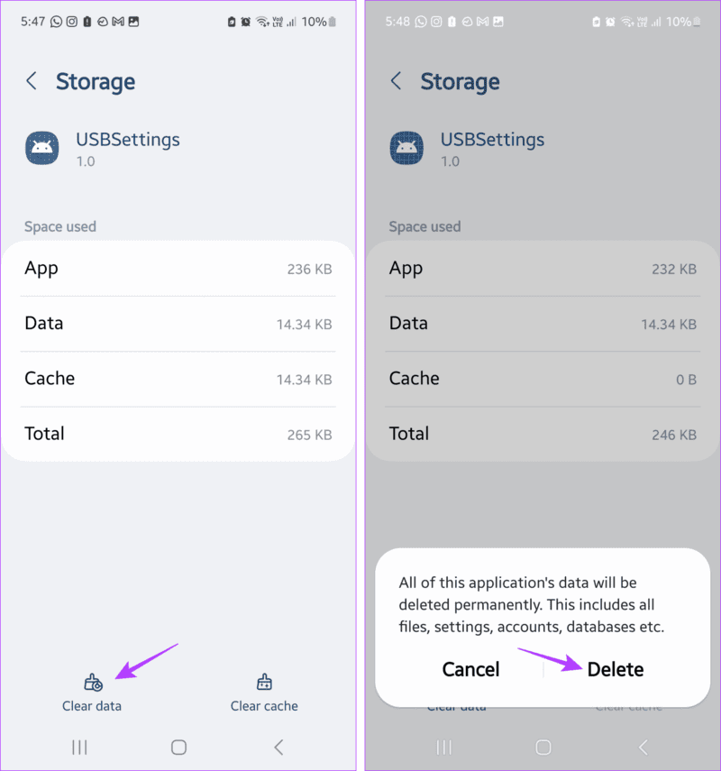 Clear-USB-Settings-Data-1916x2048-1 لماذا أتلقى إشعارًا بفصل/اتصال موصل USB على Android (بما في ذلك Samsung)