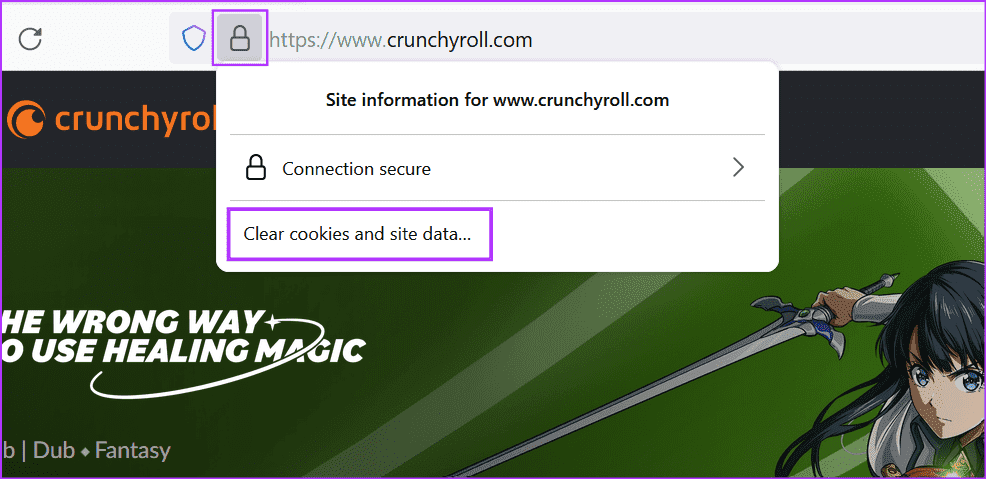Clear-site-cache-Firefox 8 طرق لإصلاح مشكلة ظهور الشاشة السوداء في Crunchyroll