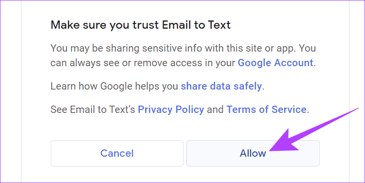 Click-Allow-to-confirm-1 كيفية إعادة توجيه البريد الإلكتروني إلى هاتفك كنص باستخدام Gmail وOutlook
