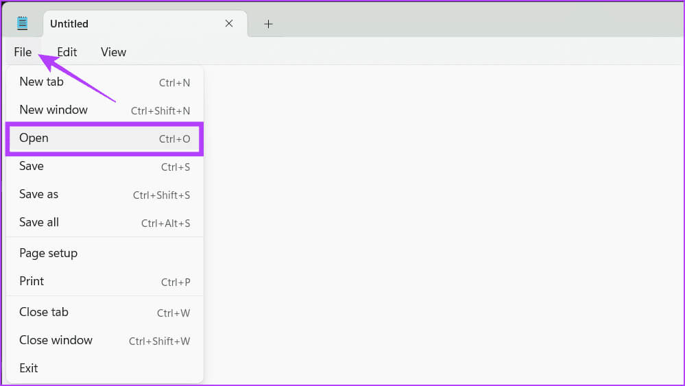 Click-File-and-choose-Open كيفية تحديد موقع ملف المضيفين وتحريره على Windows
