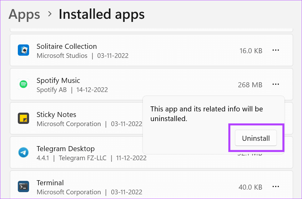 Click-on-Uninstall-4 8 طرق لإصلاح ظهور الشاشة السوداء على أي جهاز عند استخدام Spotify