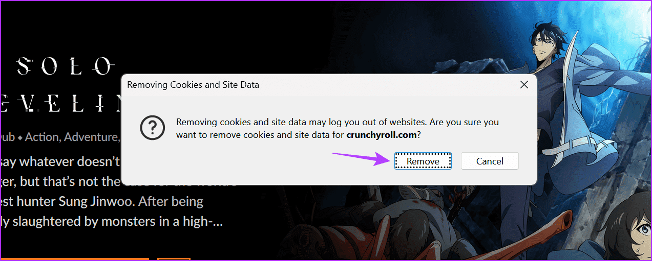 Click-on-remove 8 طرق لإصلاح مشكلة ظهور الشاشة السوداء في Crunchyroll