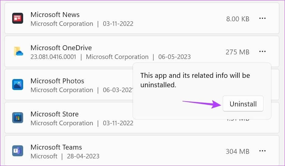 Click-on-uninstall-1 9 طرق لإصلاح مشكلة اللون الأصفر على Windows 11