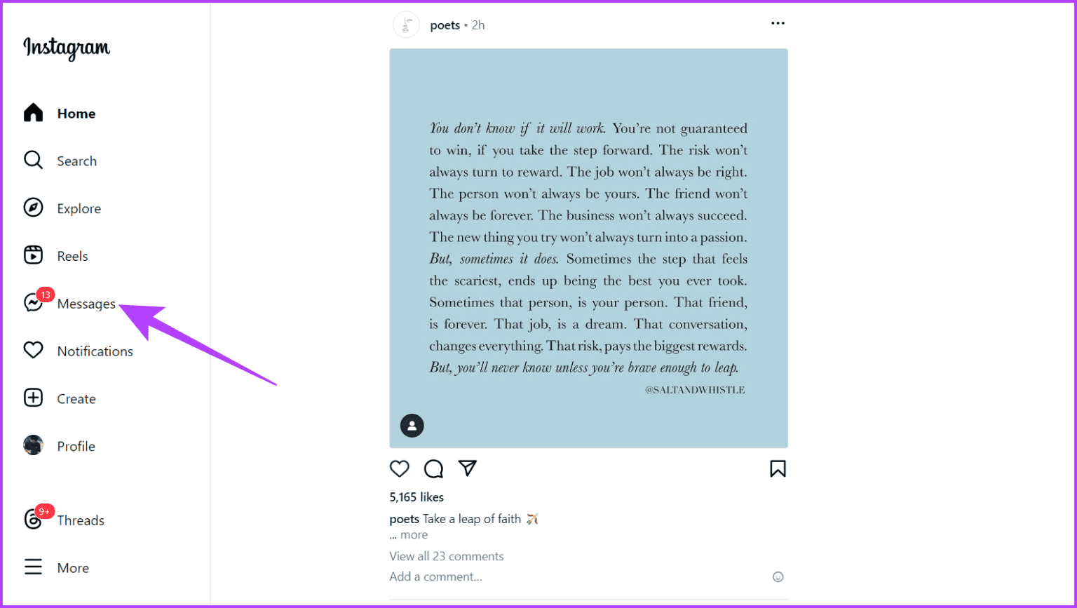 Click-the-Message-icon-in-the-left-pane-1536x867-1 كيفية تحرير الرسائل على Instagram