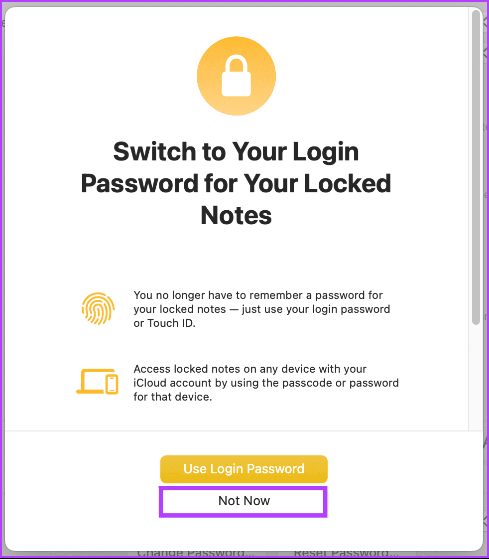 Click-the-Not-Now-button كيفية فتح Notes عند نسيان كلمة المرور على أجهزة Mac وiPhone