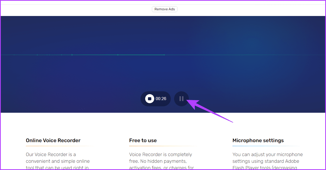 Click-the-Pause-button-on-Online-Voice-Recorder 3 طرق لتسجيل الصوت على Windows 11