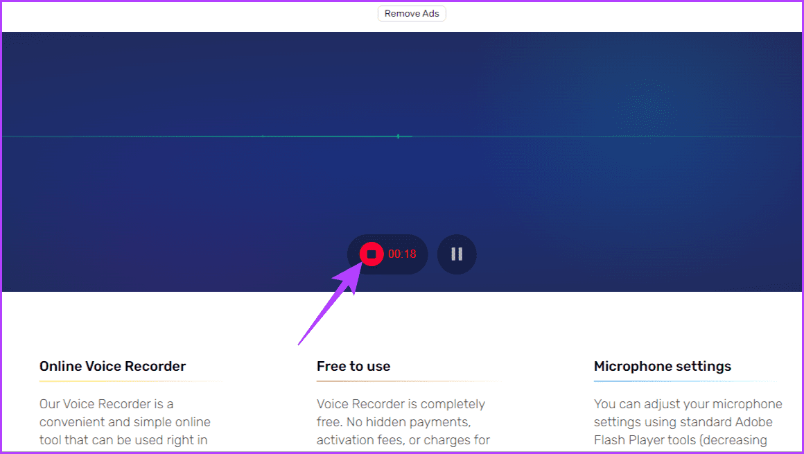 Click-the-red-stop-button-on-Online-Voice-Recorder 3 طرق لتسجيل الصوت على Windows 11