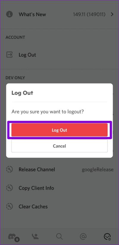 Confirm-Log-Out-of-Discord-on-Mobile-1 أفضل 5 إصلاحات لعدم اختفاء إشعارات الرسائل المباشرة على Discord