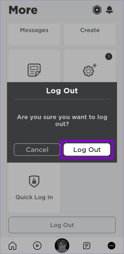 Confirm-Log-Out-of-Roblox-on-Android-or-iPhone-750x1536-1 أفضل 7 إصلاحات لعدم القدرة على شراء أي شيء على Roblox