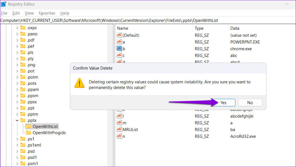 Confirm-Remove-Program-From-Open-With-Menu-on-Windows-1024x580-1 كيفية إضافة أو إزالة البرامج من قائمة "فتح باستخدام" في Windows