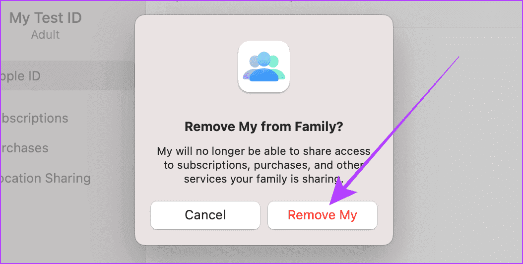Confirm-Removing-Family-Member-Mac كيفية ترك المشاركة العائلية على iPhone وiPad وMac