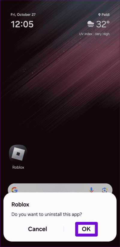 Confirm-Uninstall-Roblox-App-From-Android-750x1536-1 أفضل 7 إصلاحات لمشكلة الشاشة السوداء في Roblox