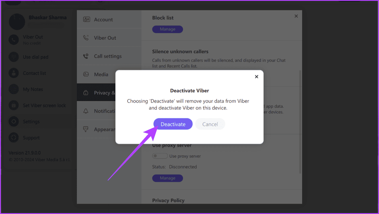 Confirm-by-selecting-Deactivate كيفية إلغاء تنشيط أو حذف حساب Viber