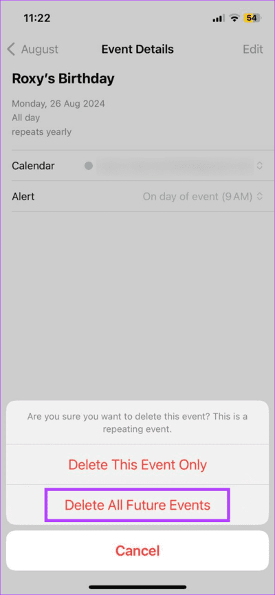 Confirm-event-delete كيفية إضافة ورؤية أعياد الميلاد على تقويم iPhone