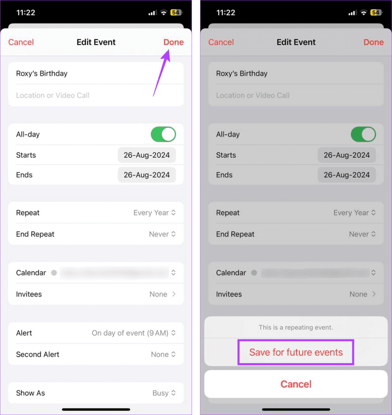 Confirm-event-edits كيفية إضافة ورؤية أعياد الميلاد على تقويم iPhone
