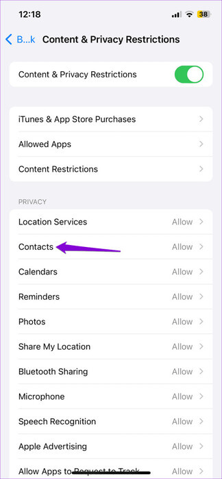 Contacts-Settings-on-an-iPhone-474x1024-1 أفضل 6 إصلاحات لخطأ "لم يتم حذف جميع جهات الاتصال" على iPhone