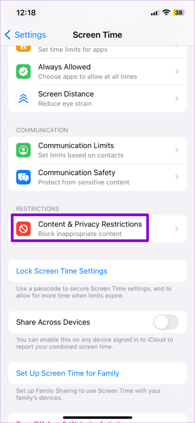 Content-and-Privacy-Restrictions-on-iPhone-3-710x1536-1 أفضل 7 إصلاحات لبدء تشغيل تلقائي لـ Apple Music على iPhone