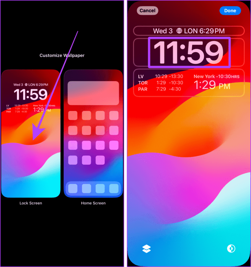 Customize-Wallpaper-iPhone 4 طرق لإضافة وتخصيص الساعة على شاشة قفل iPhone