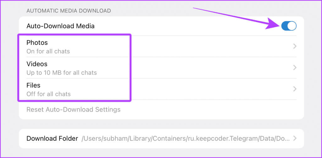 Data-and-Storage-Settings-Telegram-Mac-1024x504-1 كيفية العثور على الملفات التي تم تنزيلها في Telegram على أجهزة Android وiPhone وMac
