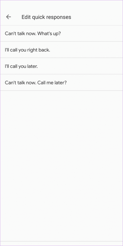 Default-Quick-Responses-on-Google-Phone-768x1535-1 كيفية تغيير واستخدام رسائل رفض المكالمات على Android