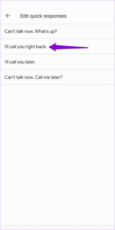 Default-Quick-Responses-on-Google-Phone-App-768x1535-1 كيفية تغيير واستخدام رسائل رفض المكالمات على Android