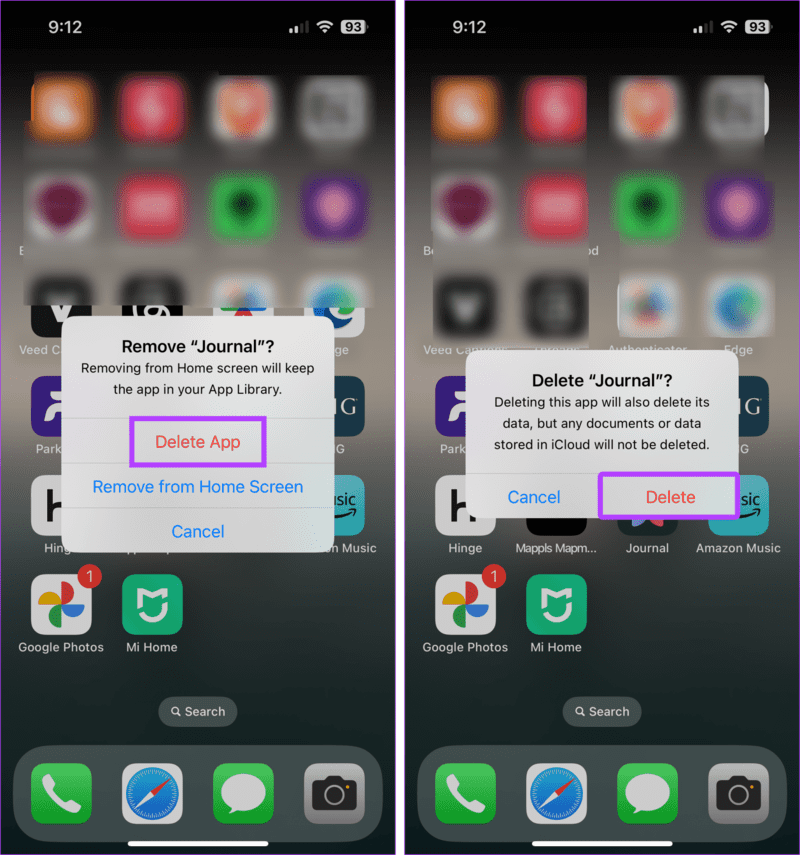 Delete-Journal-app-1916x2048-1 6 طرق لإصلاح فقدان أو عدم عمل تطبيق Journal على iOS 17