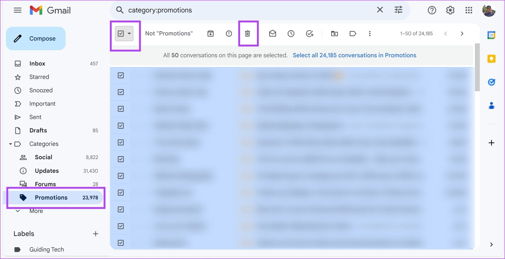 كيفية حذف المجلدات أو التسميات في Gmail - %categories
