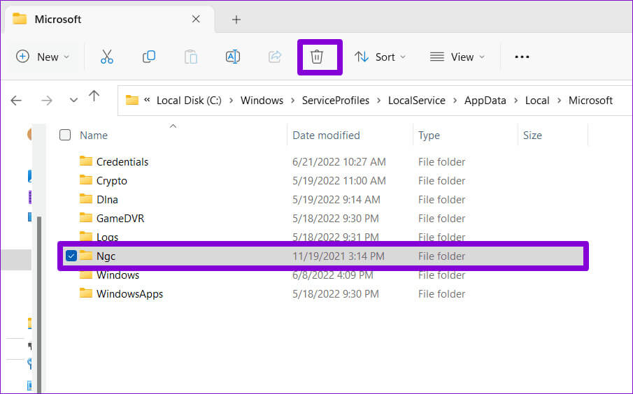Delete-Ngc-Folder-on-Windows-1 أفضل 6 إصلاحات لخطأ "حدث خطأ ما" على Windows Hello
