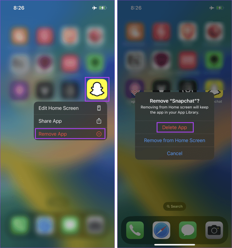 Delete-Snapchat-on-iPhone-1916x2048-1 كيفية إعادة فتح أو إعادة تشغيل Snap على Snapchat