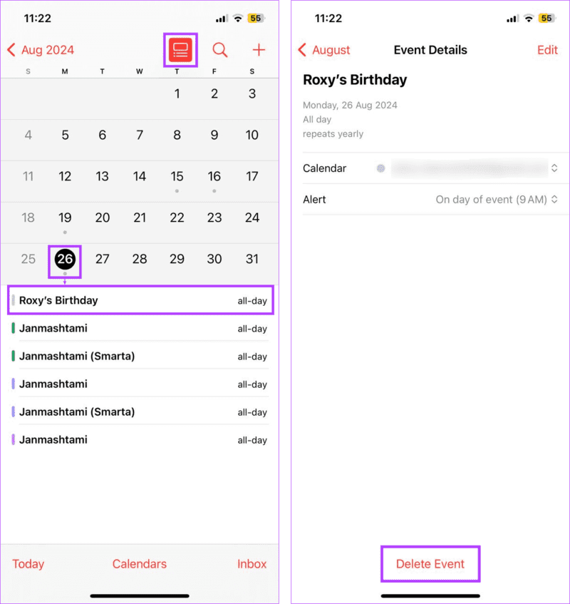 Delete-the-birthday-event كيفية إضافة ورؤية أعياد الميلاد على تقويم iPhone