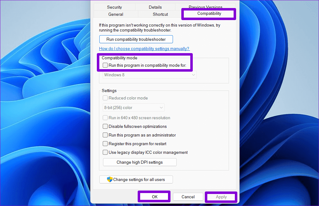 Disable-Compatiblity-Mode-for-Word أفضل 7 إصلاحات لعدم إمكانية تحديد النص أو تمييزه في Microsoft Word على Windows