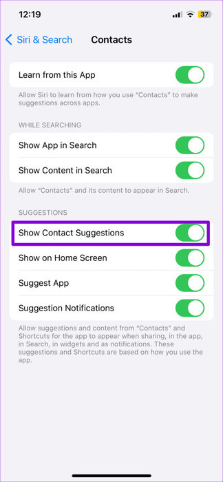Disable-Contacts-Suggestions-on-iPhone-474x1024-1 أفضل 6 إصلاحات لخطأ "لم يتم حذف جميع جهات الاتصال" على iPhone