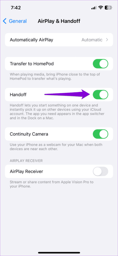 Disable-Handoff-on-iPhone-710x1536-1 أفضل 7 إصلاحات لبدء تشغيل تلقائي لـ Apple Music على iPhone