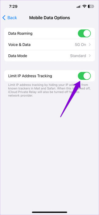 Disable-Limit-IP-Address-Tracking-for-Mobile-Data-on-iPhone-474x1024-2 أفضل 6 إصلاحات لعدم تحميل الصور في تطبيق Mail على iPhone