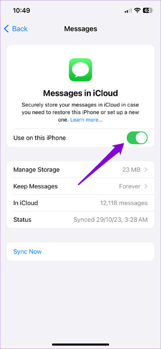 Disable-Message-Sync-on-iPhone-1-474x1024-1 أفضل 7 إصلاحات لمشكلة توقف iPhone عند تنزيل الرسائل من iCloud