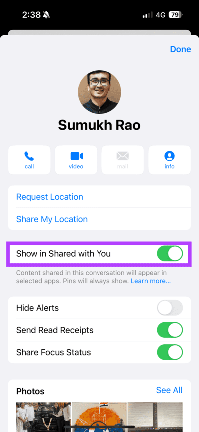 Disable-Show-In-Shared-With-You كيفية إيقاف حفظ الصور من الرسائل إلى ألبوم كاميرا iPhone