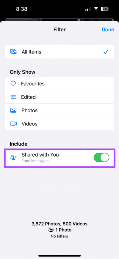 Disable-Toggle-Beside-Shared-with-You كيفية إيقاف حفظ الصور من الرسائل إلى ألبوم كاميرا iPhone